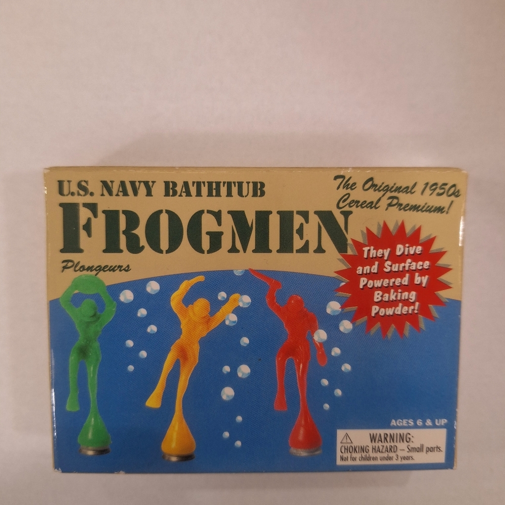 Vintage US Navy Frogman Toy Divers Baking Soda Activates Red Green Yellow NEW.